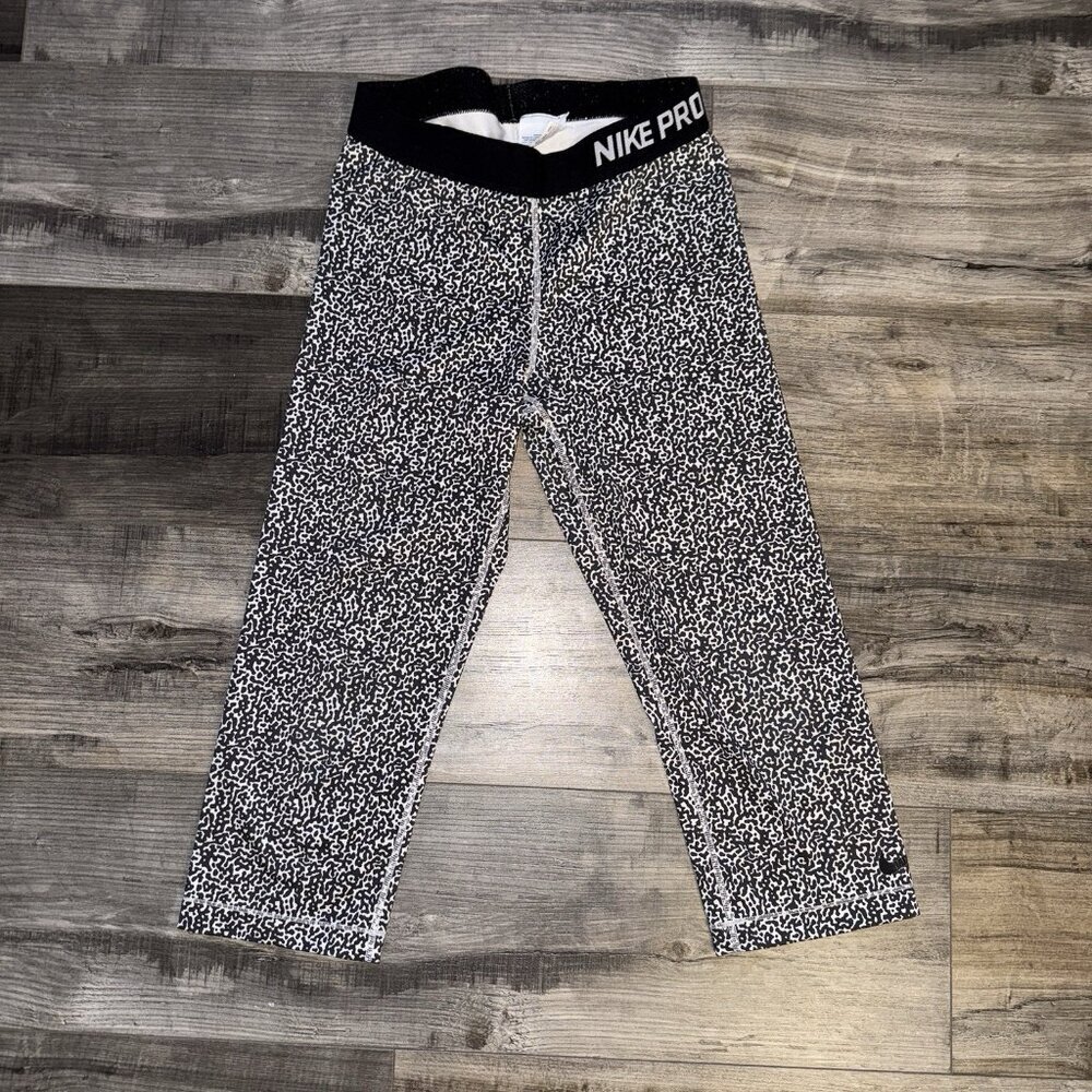 Nike Pro‎ Leggings Womens Medium Black White Compression Dri-Fit Activewear Gym